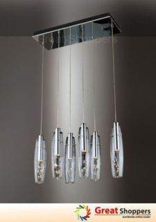   Glass Shade w Crystal Ceiling Light Pendant Lamp Fixture Lighting x6