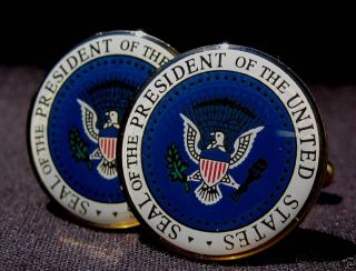 George w Bush Color Presidential Cufflinks Signed