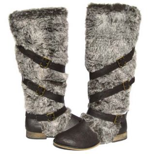 New Womens Knee High Winter Boots Brown Fur Snow shoes Ladies Size 6