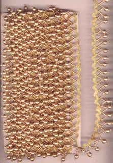 Vintage Antique Golden Color Plastic Beads Lace Sari Saree 6 Feet
