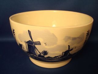 Delft Blue China Handcrafted Bowl Holland Hand Painted Dutch Windmill