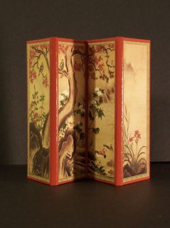 Vintage Miniature Japanese Asian Oriental Folding Screen Holds Photos
