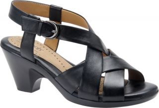 Softspots Valley Womens Black Leather Strappy Comfort heeled Slingback