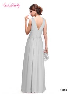 Super Sexy Grays Chiffon Crystal V Neck Long Bridesmaid Dress 09016 US