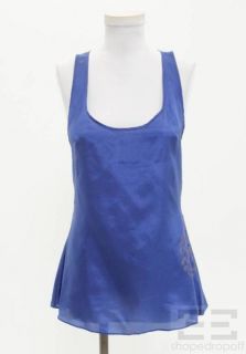 Geren Ford Cobalt Blue Silk Cutout Back Printed Sleeveless Top Size