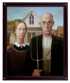 Handmade Oil Painting Repro Grant Wood American Gothic