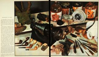 1936 Print Arthur Gerlach Pipe Tobacco Smoking Lathe Wood Tools