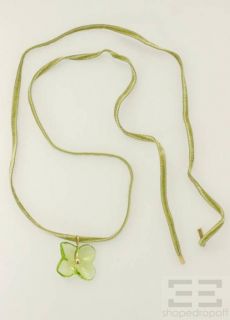  18K Yellow Gold Green Crystal Hortensia Flower Necklace
