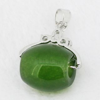 Noble Green Jade Crystal Cylinder Pendant Fit Necklace