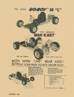Vintage RARE 1960 Fox Go Boy 60L Mak Kart Go Kart Ad