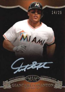 GIANCARLO MIKE STANTON 2012 TOPPS TIER ONE BLACK GOLD SILVER INK AUTO
