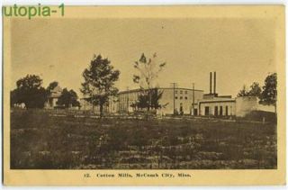 McComb City Mississippi Cotton Mills Postcard 1909