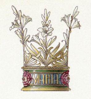 Anton Seder Crown 2 Easter Lilies Maria Repro Greeting Card