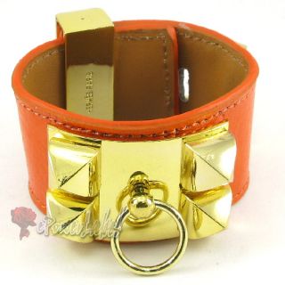 H266 Bracelet Gold Stud 10 Colors Real Leather Women Lady Wristband