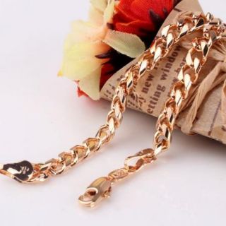 Cool Design 18K Gold Filled Women Men Cuban Chain Bracelet Bangle 7 6