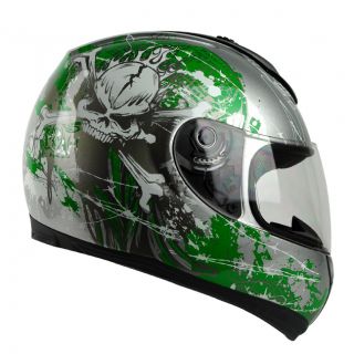 Green Skull Full Face DOT APPORVED Motorcycle Street Bike Race Helmet