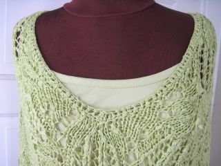 Coldwater Creek Green Crochet Sweater w Tank XL