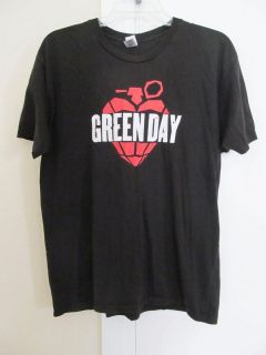Green Day Red Heart Grenade Black Concert T Shirt Short Sleeve Tee L