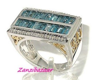 Laura Ramsey 14k White Gold London Blue Topaz Diamond Designer Ring