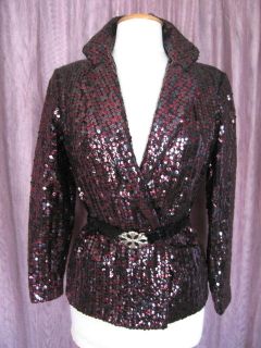 Sequin Vintage Jacket Gilberts for Tally Wine Black s M