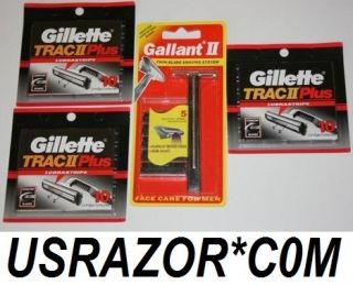 35 Trac II Blades Gillette Plus Cartridges Gallant Razor Handle Shaver
