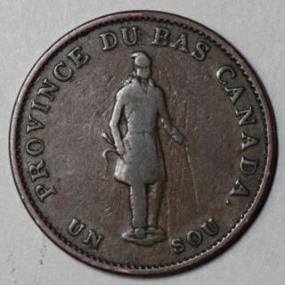 1837 Province Du Bas Canada 1 2 Copper Penny Bank Token Concordia