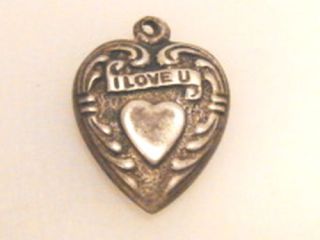 Vintage Sterling Silver I Love You Puffy Heart Charm