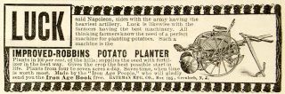 1898 Advert Luck Bateman Potato Planter Agriculture Farming Improved