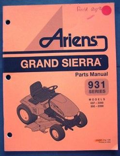 ariens grand sierra 931 series lawn tractor parts manual from