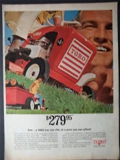 1967 Toro 4 HP Lawn Tractor Mower Photo Vintage Print Ad