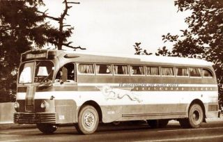Greyhound Bus 1947 Repro Greeting Card frm Postcard