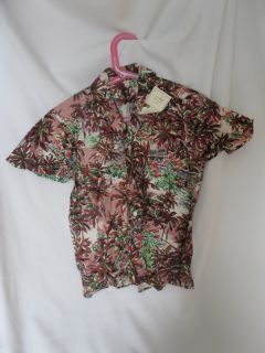 Vtg 1950s NOS tropical Hawaiian Boys RAYON Short sleeve button Shirt