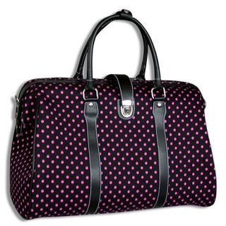 Black with Fuschia Polka Dot Doctor Bag Carryon Luggage
