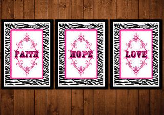  pink and Zebra print nursery live love quote wall decor art girls room