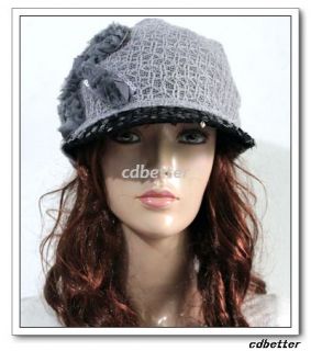 Womens Lady Grace Fabric Soft Style Black Bling Brim Gray Hats Caps
