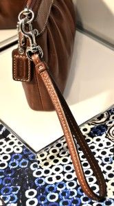 Color MSRP $78 Coach Walnut Brown Pleated Leather Wristlet Clutch