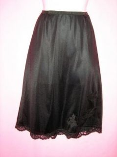 Vintage Gossard Artemis Black Half Slip w Appliqued Lace Large 25L