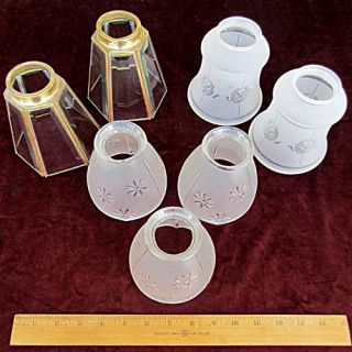  Mixed Lot 7 Pcs Replacement Lamp Shades Frosted Beveled Glass