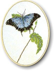 Thea Gouverneur Blue Butterfly Cross Stitch Kit New