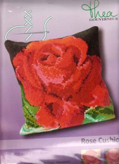 Thea Gouverneur Counted Cross Stitch Kit 15 x 15 Rose Pillow 4001