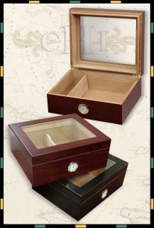 Chalet Glasstop Cherry Humidor Holds 25 50 Cigars