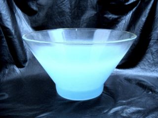 Blendo w Virginia Glass Salad Bowl Turquoise Vintage 1950s Modern