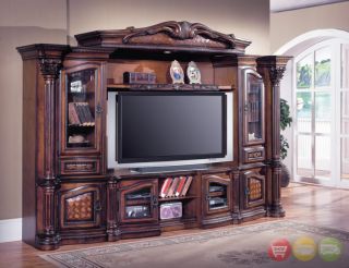 Grandview 4 PC Traditional Wall Unit Large TV Entertainment Center Gra
