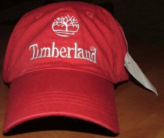 Timberland Red White Slouch Mens Baseball Cap Hat