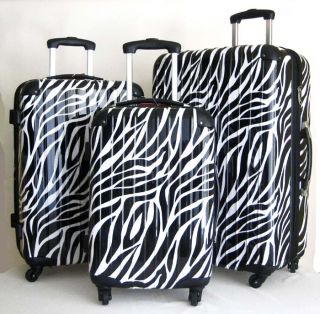 Piece Luggage Set Hard Rolling 4 Wheels Spinner Zebra