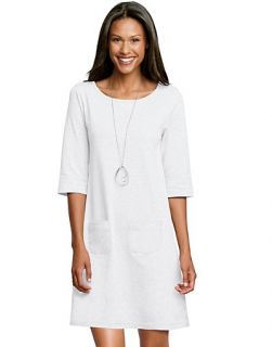 Hanes Signature Womens Ultimate Stretch Cotton Boatneck Dress Style