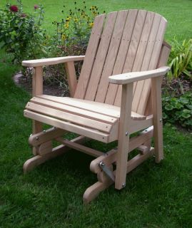 Amish Oak Barrel Glider Chair Wood Outdoor Furniture R