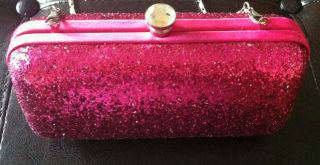 Betsey Johnson Pink Sparkle Glitter Clutch/ Shoulder Bag New With Tags
