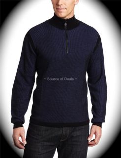 Robert Graham MOZZA (4XL) Blue Haif Zip Merino Wool Knitwear/Sweater