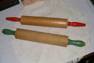 Vintage Rolling Pins Green Red Handles